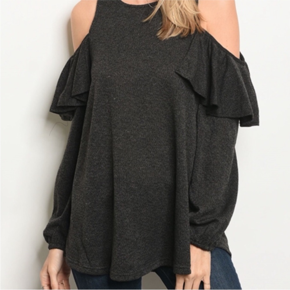 NWT Very J Cold-Shoulder Grey Sweater